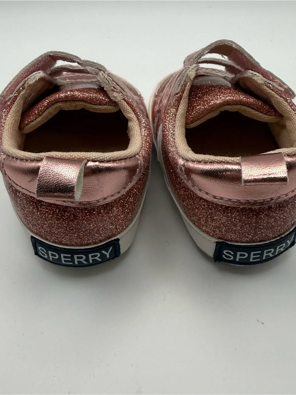 Sperry Toddler Rose Gold Glitter Velcro Sneakers